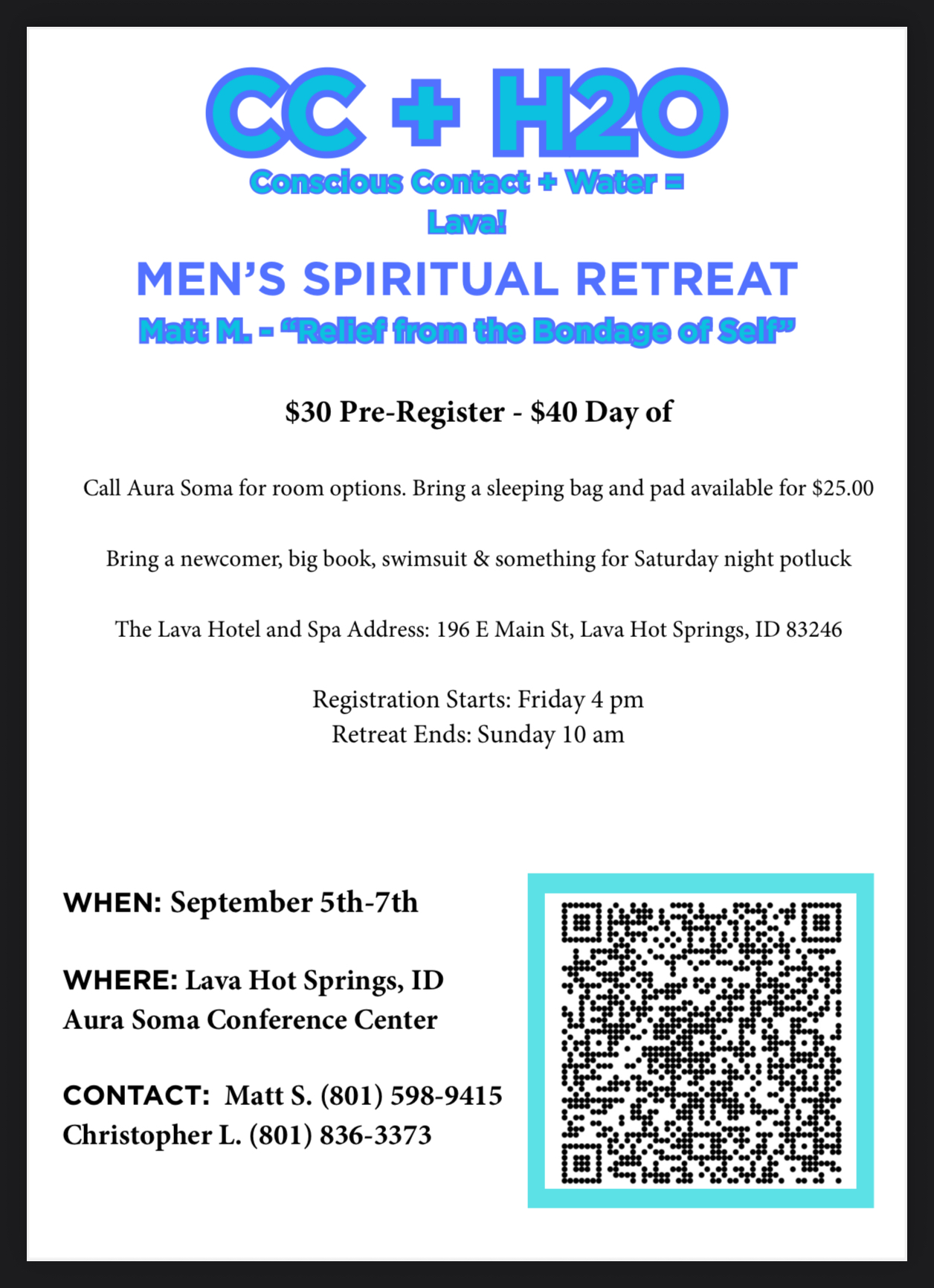 Featured image for “CC + H2O Men’s Spiritual Retreat”